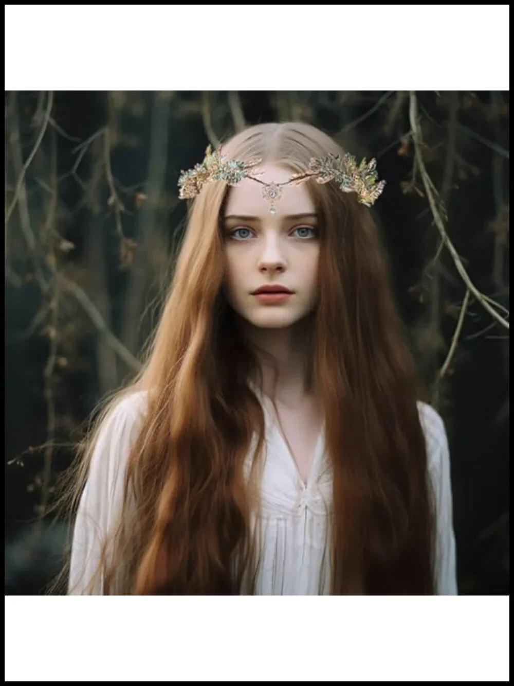 Handmade Golden Fairy Crown Elven Headpiece Woodland Headband Wire Rhinestone